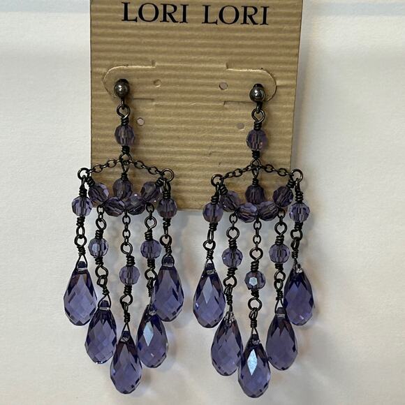 Lori Lori Jewelry - Vintage Lori Lori Sterling Faceted Purple Swarovski Crystal Chandelier Earrings
